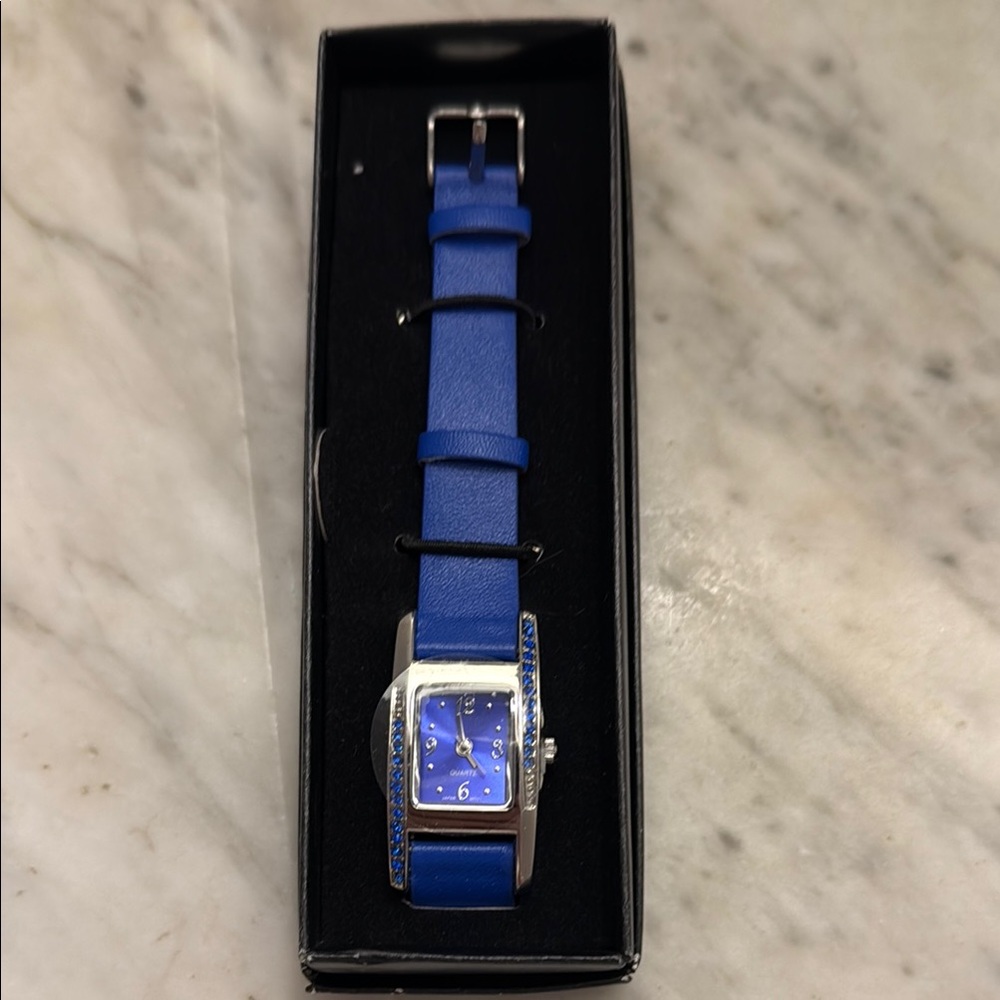 Avon Blue Faux Leather Strap Watch